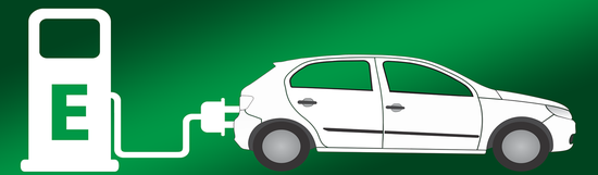 Illustration Elektroauto mit Aufladestation