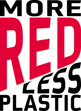 Logo mit Text: "More RED less plastic"
