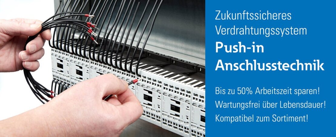 Abbildung der Push-in-Anschlusstechnik an Geräten im Schaltschrank | © Eaton Electric GmbH