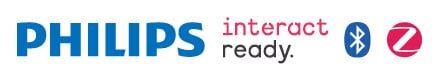 Abbildung der Logos von Philips, Interact Ready, Bluetooth und Zigbee.