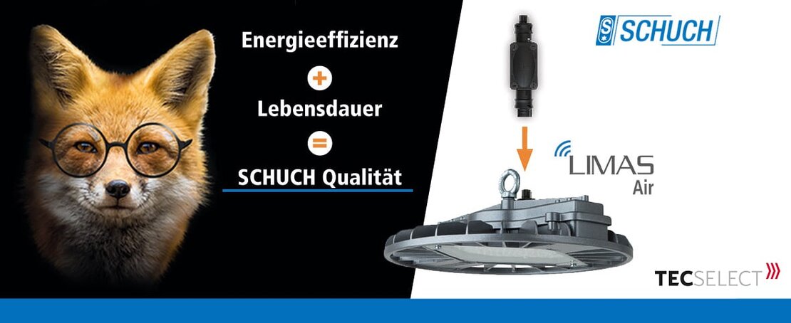 LED-Hallenleuchte mit Anschluss und einem Fuchs