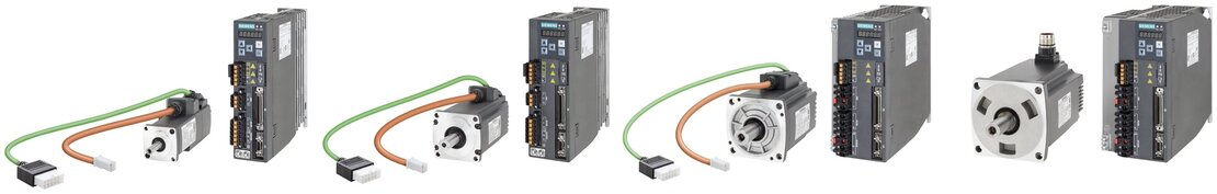 4 Varianten des Motors SIMOTICS S-1FL6 verkabelt mit SINAMICS V90 | © Siemens. Alle Rechte vorbehalten.