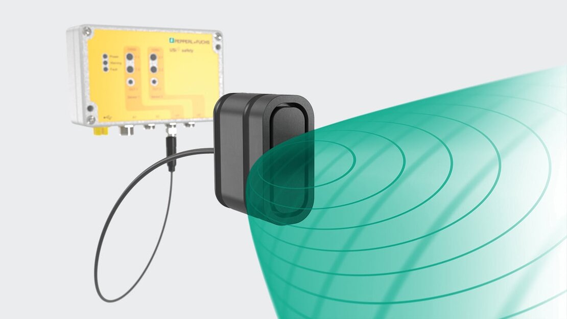 Abbildung der Funktionsweise des Ultraschallsensorsystems USi®-safety von Pepperl + Fuchs | © Pepperl + Fuchs