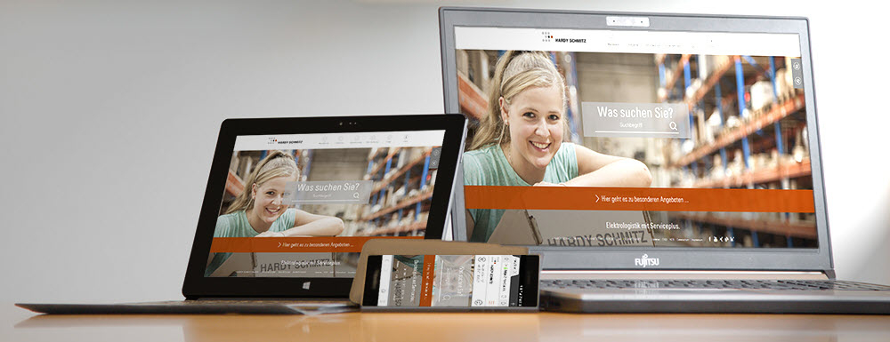 Laptop, Tablet und Smartphone zeigen HARDY SCHMITZ WEBShop | © Hardy Schmitz GmbH